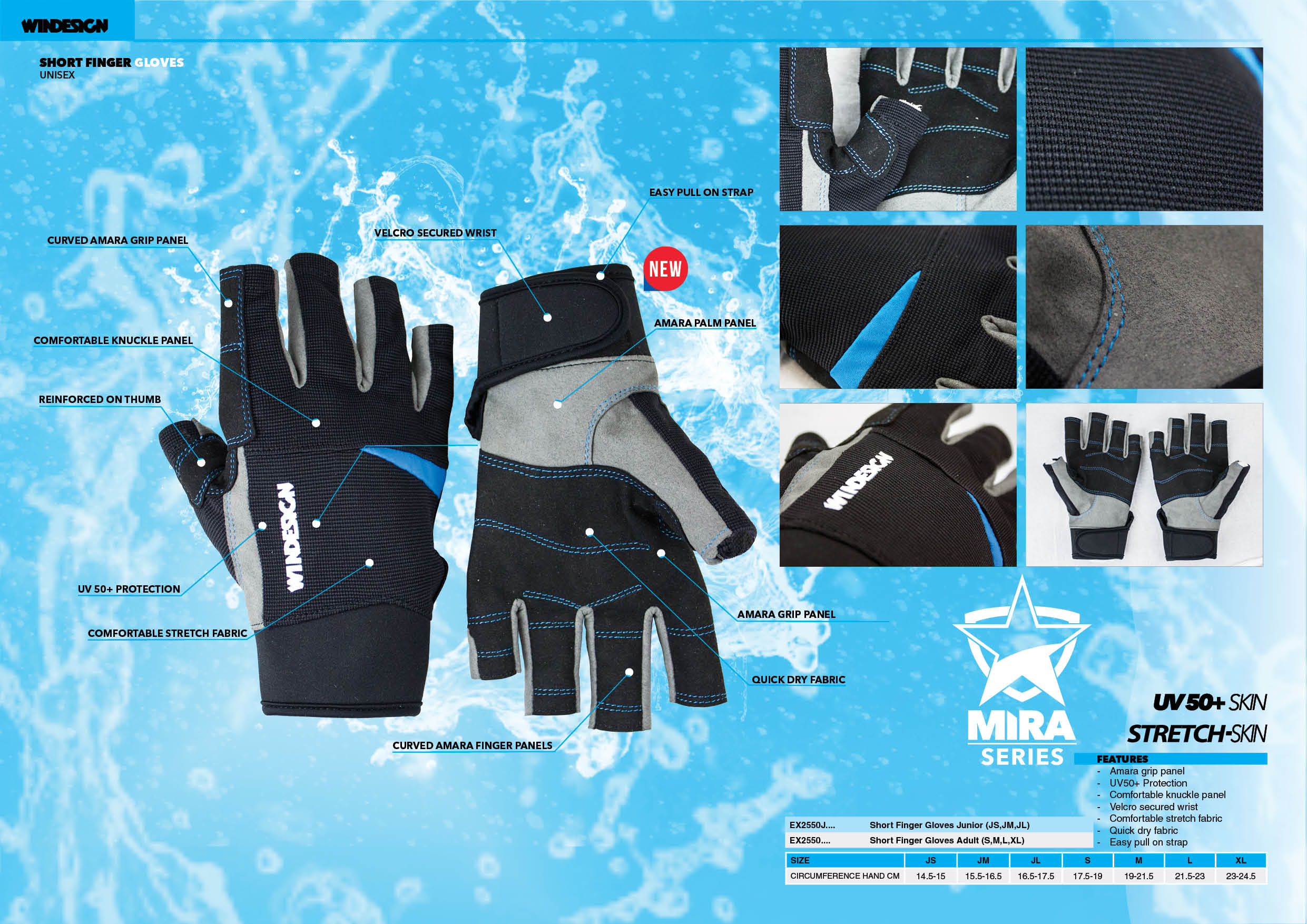 Bezprstové rukavice junior - Short Finger Gloves Windesign Sailing