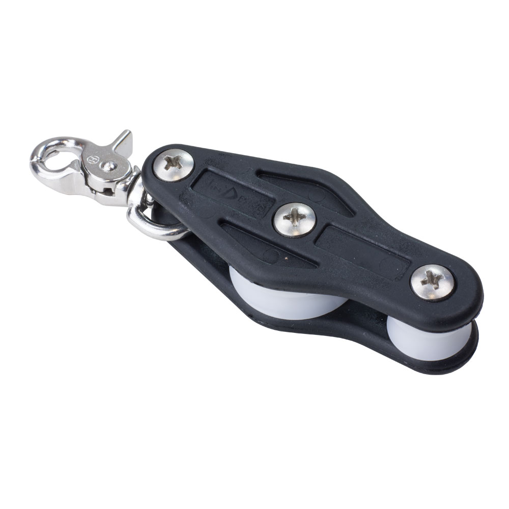 kladka - Fiddle block with 34 and 20mm sheave and snap shackle