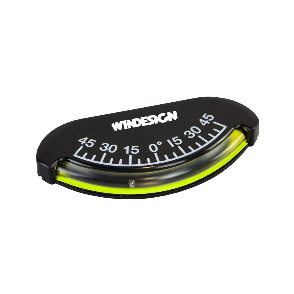 náklonoměr - DESCRIPTION Affordable black plastic clinometer with self-adhesive backing for easy fitting. An accurate bubble gauge shows the boat angle up to 45 degrees. Size: 90 x 40 mm